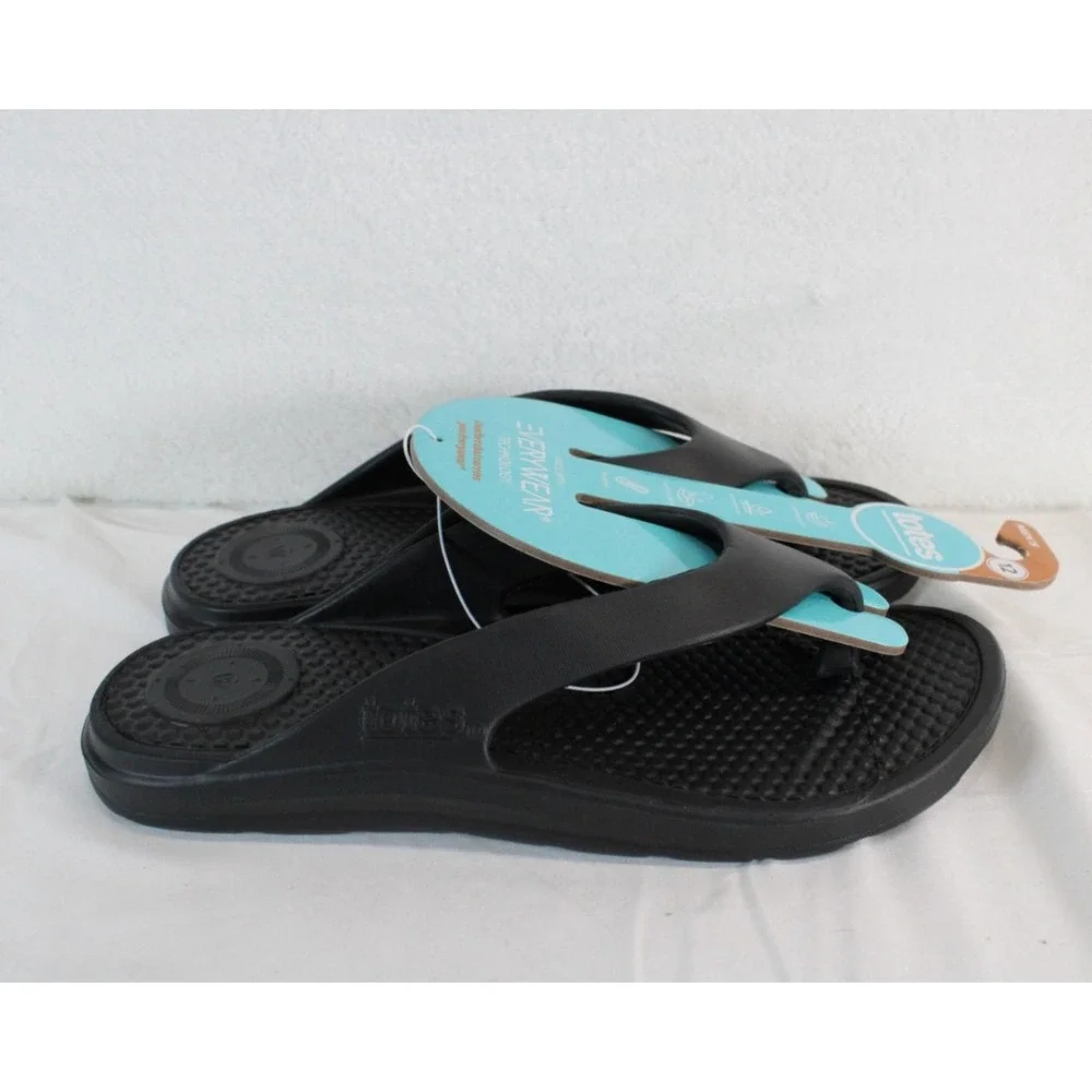 Totes Everywear Mens Flip Flops Black Waterproof Lightweight Sandals Size 12